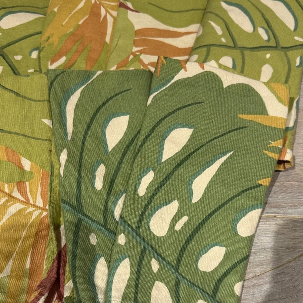 Tropical Leaf Print Fabric napkins-set of 10